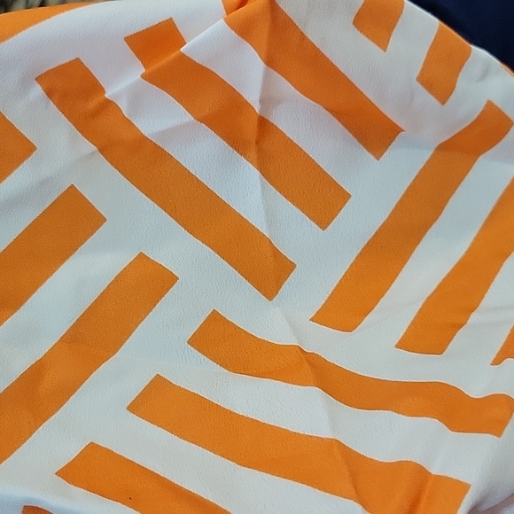 MudPie orange white stripe fabric headband adjustable stretch band gold ring New - Picture 6 of 8